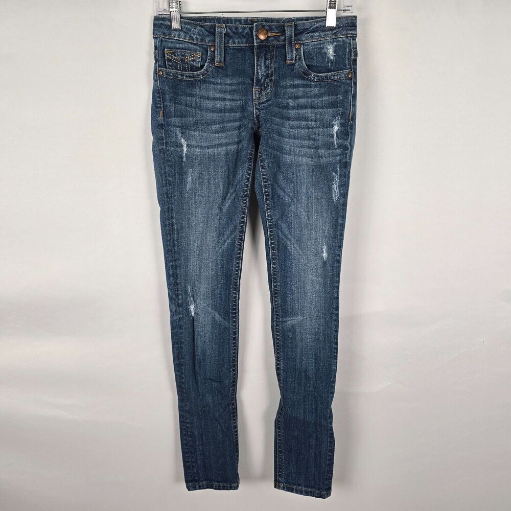Vigoss Studio Jeans Women's 1/2 26 Blue Slight Distressed Skinny Medium Wash